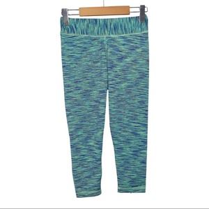 Triple Flip Blue Green Ladies Yoga Workout Cropped Pant Stretch Gym Athletic